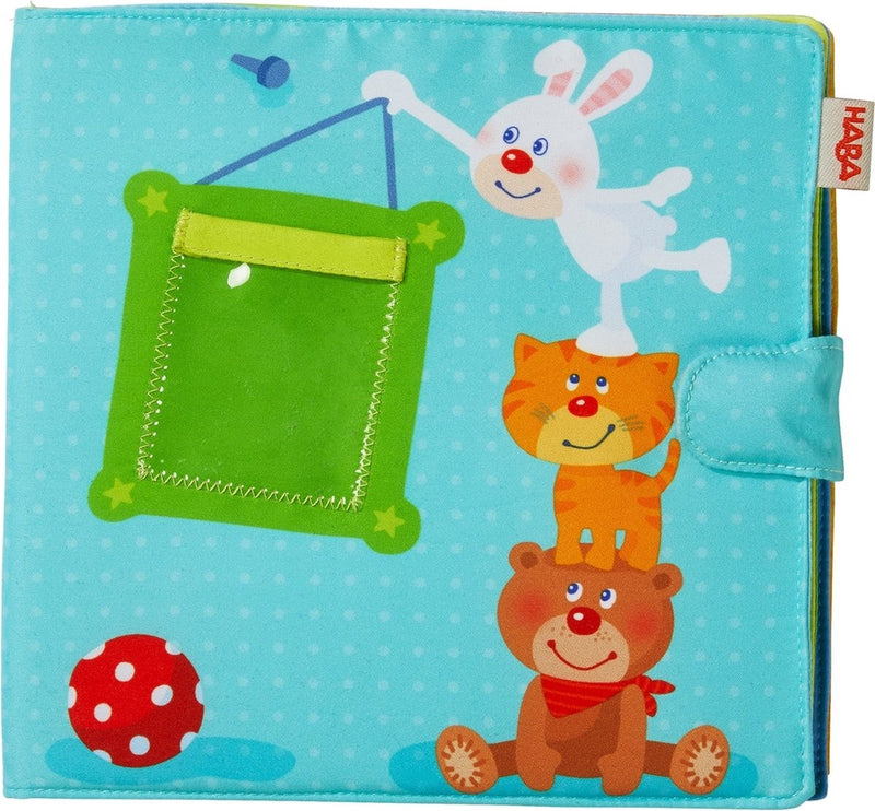 Haba livre pour bébé album photo camarades de jeu bleu 20 x 20 cm