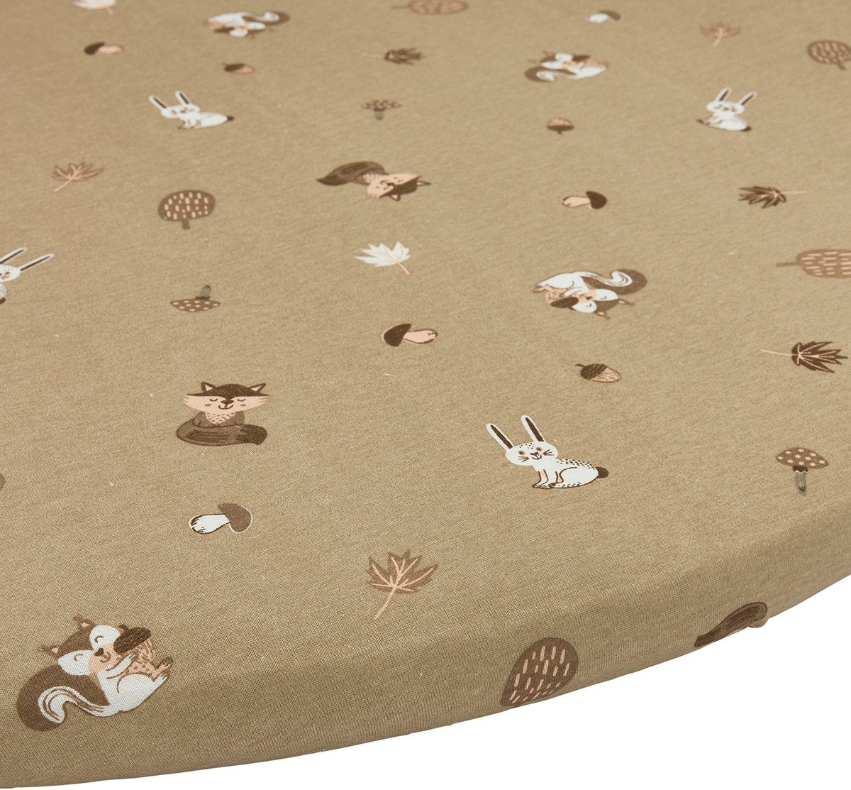 Meyco bébé animaux de la forêt drap-housse matelas de parc rond - sable - 90 95cm