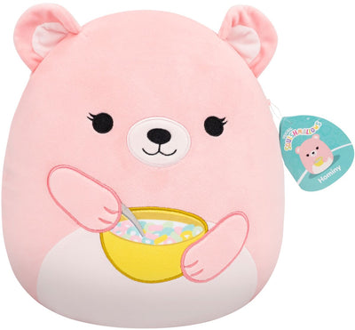 Squishmallows Jazwares - peluche moyenne (hominy - ours pêche tenant un bol de céréales) - peluche 30cm