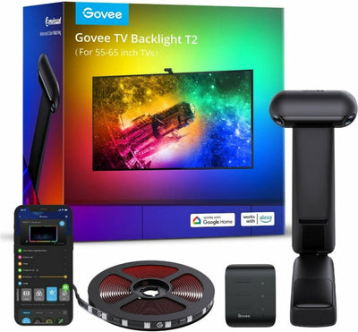 Govee TV rétroéclairage t2 55-65 pouces - bande LED TV - rgbic - contrôle par application - alexa google