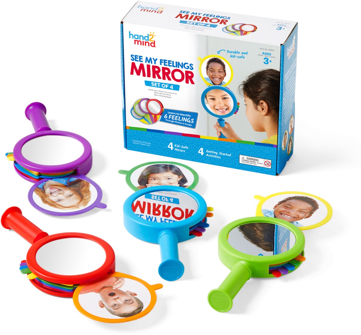 Ressources d'apprentissage jouets éducatifs voyez mes sentiments miroir ensemble de 4. - 3+