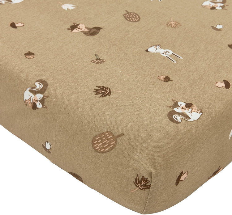 Drap-housse pour berceau Meyco bébé animaux de la forêt - sable - 40x80 90cm