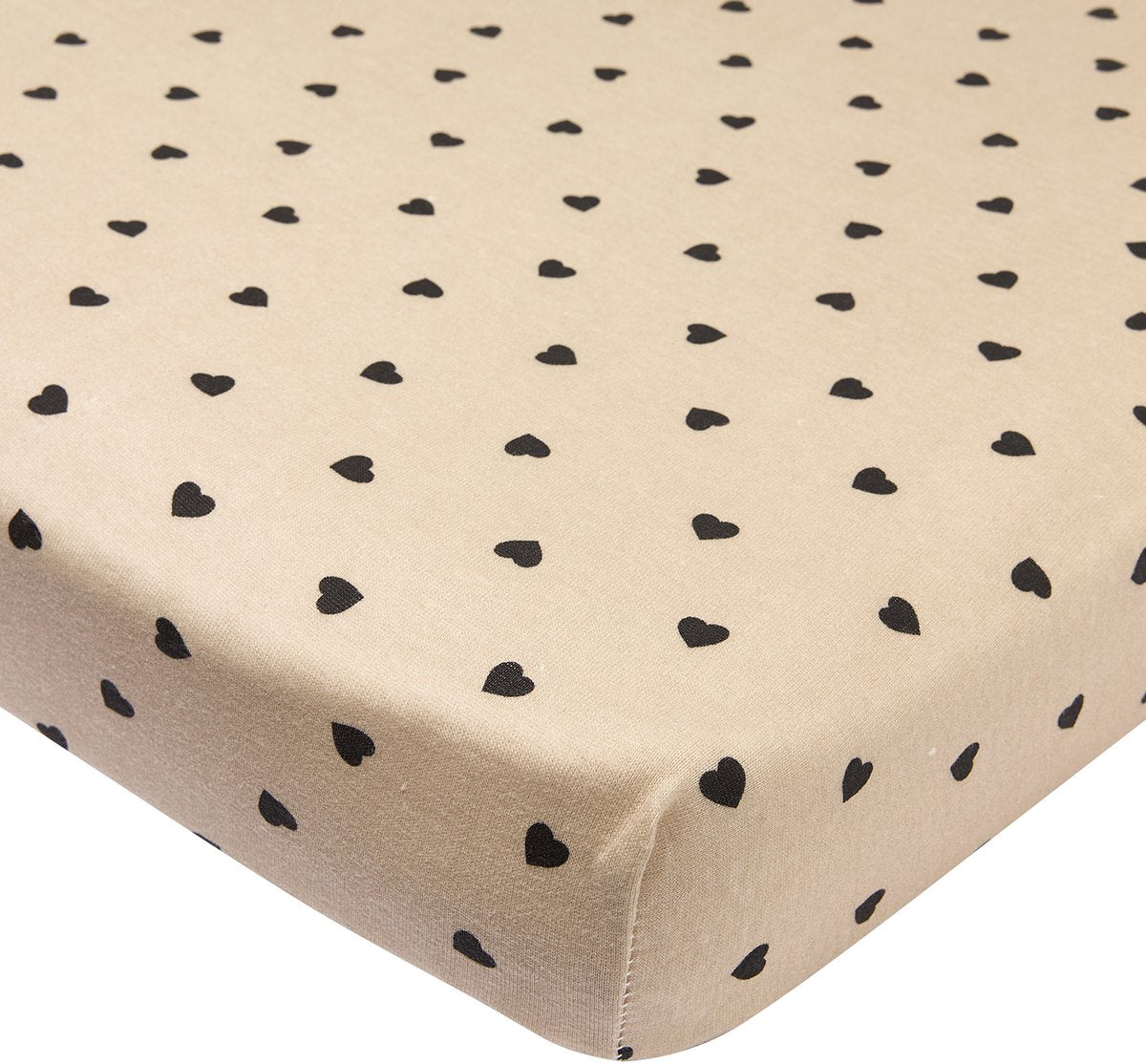 Meyco baby sweet heart drap-housse matelas pour parc - sable doux noir - 75x95cm
