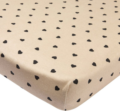 Meyco baby sweet heart drap-housse matelas pour parc - sable doux noir - 75x95cm