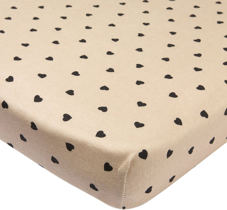 Meyco baby sweet heart drap-housse matelas pour parc - sable doux noir - 75x95cm