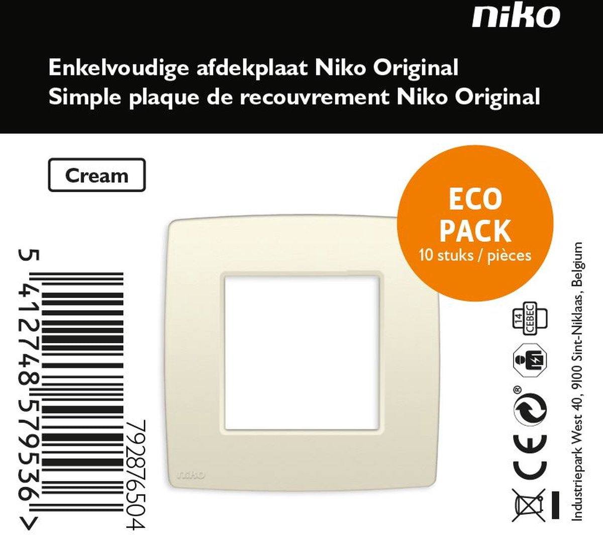 Assiette de couverture crème originale Niko - simple - 10 pièces