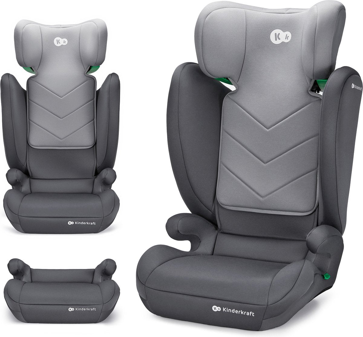 Siège auto 2 en 1 Kinderkraft i-spark – 100-150 cm – r129 i-size – h-guard sps – gris