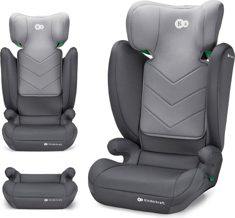Siège auto 2 en 1 Kinderkraft i-spark – 100-150 cm – r129 i-size – h-guard sps – gris