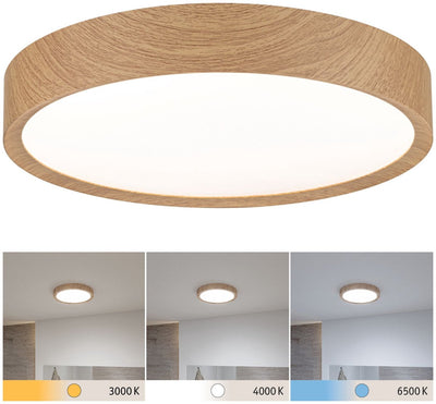Paulmann sélection salle de bain plafonnier LED Tega IP44 interrupteur blanc 1200lm 230V 22,5W aspect bois
