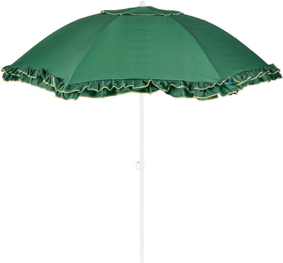 Mica decorations parasol inclinable à volants - parasol bâton 238 x ø195 cm - parasol de jardin ou de balcon - polyester, acier - vert