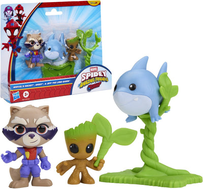 Hasbro Marvel Spidey et ses incroyables amis - Rescue Webs Rocket Groot de Marvel et Jeff le requin terrestre