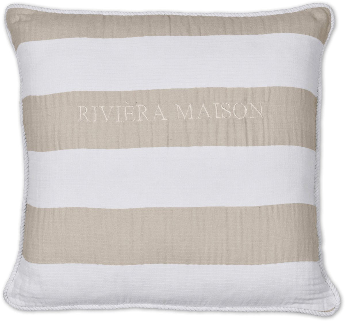 Coussin décoratif rayé Riviera maison - 45x45 cm - sable