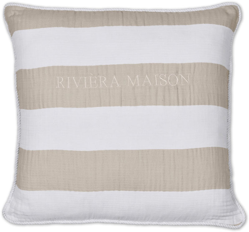 Coussin décoratif rayé Riviera maison - 45x45 cm - sable