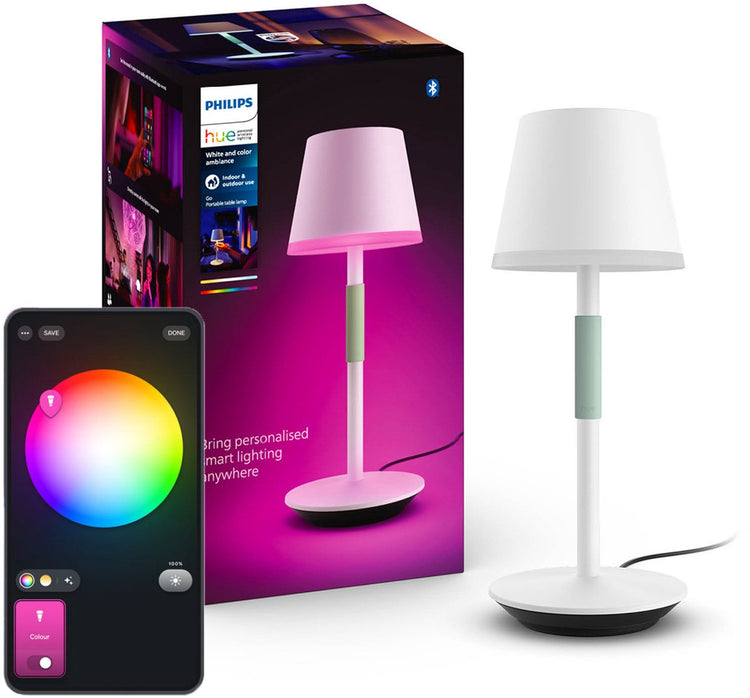 Lampe de table portable Philips hue go - lumière blanche et colorée - blanc