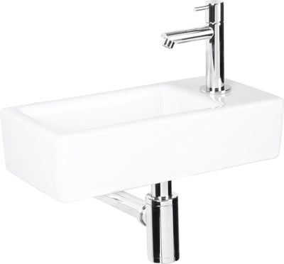 Differnz set de fontaine helios rectangle droit 37,5x18,5x9,5cm céramique blanc