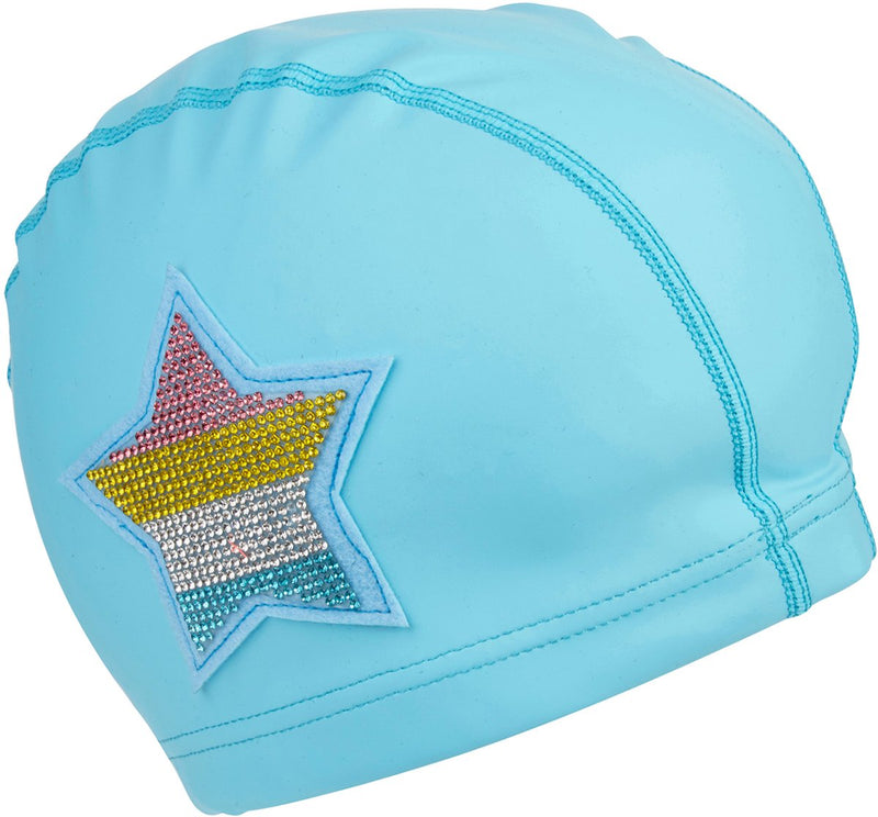 Bling2o bonnet de bain enfants - étoile du lagon - extensible - natation - dans un sac transparent - bleu