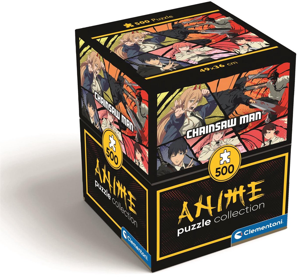 Clementoni - puzzle - 500 pièces - chansaw man - collection anime - cube - puzzle pour adultes