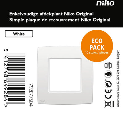 Plaque de recouvrement blanche originale Niko - simple - 10 pièces