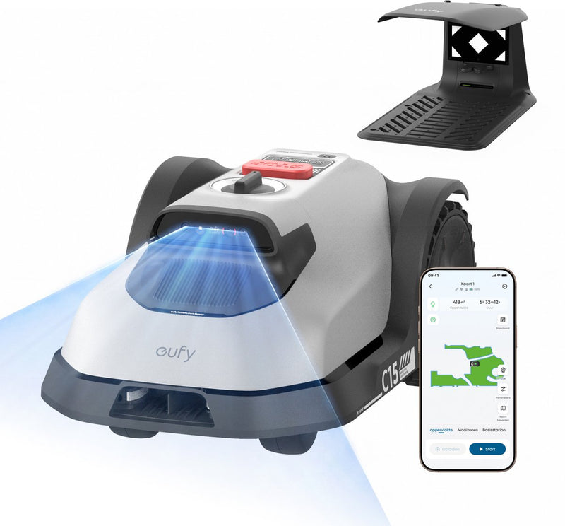 Robot tondeuse Eufy c15 - sans fil - cartographie automatique - largeur de coupe 20 cm - rendement 500 m2