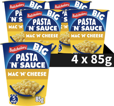 Batchelors big pasta macaroni au fromage - végétarien - plat cuisiné en tasse - 4 pièces - prêt rapidement