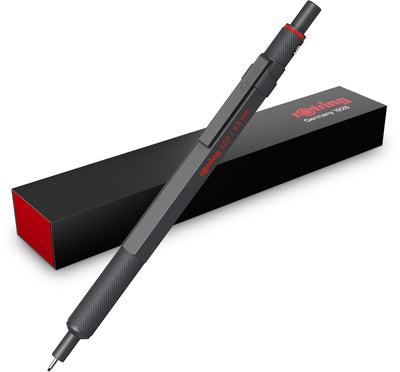 Porte-mine Rotring 600 - hb - 0,5 mm - porte-mine avec corps entièrement en métal - pierre foncée - poignée moletée antidérapante et manchon hexagonal