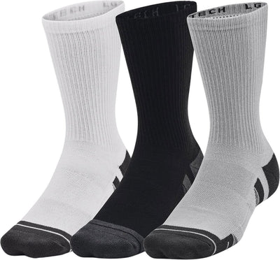 Under armour ua performance tech 3pk chaussettes de sport unisexes crew-gray - gris mod - blanc - gris jet