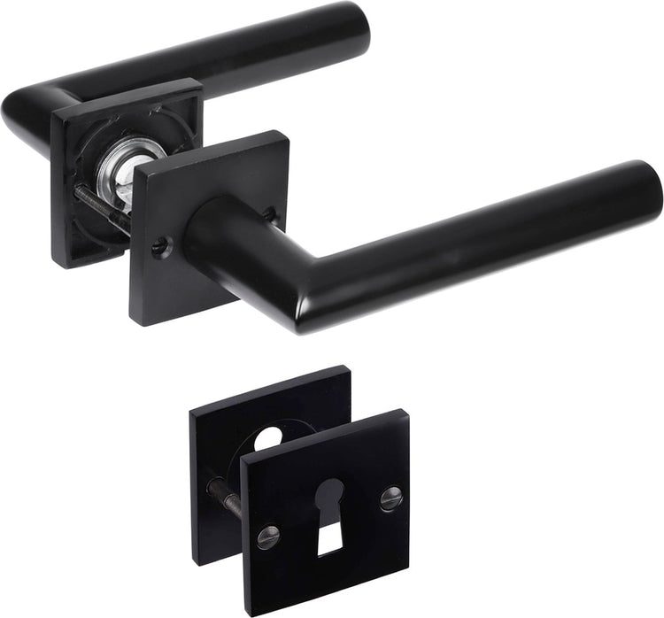 Ferrures de porte intérieure Impresso London - rosace carrée avec rosace à clé carrée - aluminium - noir