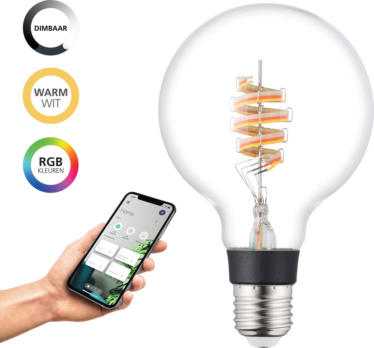 Lampe LED intelligente Eglo connect.z - E27 - ø 9,5 cm - lumière RVB réglable lumière blanc chaud (3000k) - dimmable - zigbee