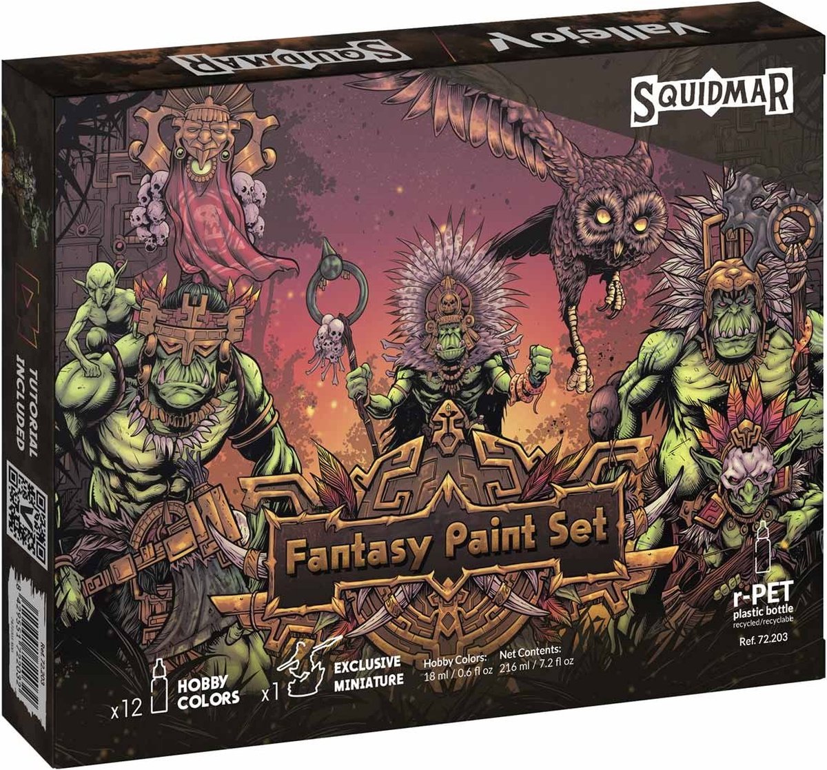 Ensemble de peinture fantaisie Acrylicos vallejo par squidmar - vallejo - 12 peintures - 12 couleurs - 1 miniature - manuel gratuit