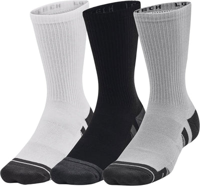 Under armour ua performance tech 3pk chaussettes de sport unisexes crew-gray - gris mod - blanc - gris jet