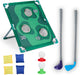 Eddy Toys Ensemble de golf et cornhole 2 en 1 - Jouets d'intérieur et d'extérieur pour garçons et filles - avec balles de golf, poufs, clubs de golf et plateau de jeu - Jeu de lancer de jouets et mini-golf - Plastique - Vert