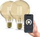 Lampe intelligente Calex - lot de 2 pièces - éclairage à filament LED WiFi - globe 9,5 cm - E27 - ampoule intelligente or - dimmable - lumière blanc chaud - 7w