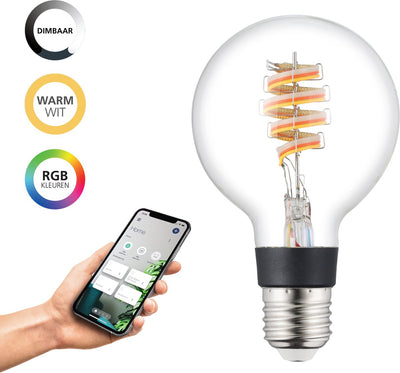 Lampe LED intelligente Eglo connect.z - e27 - ø 8 cm - transparente - lumière RVB réglable - 3000k - dimmable - zigbee