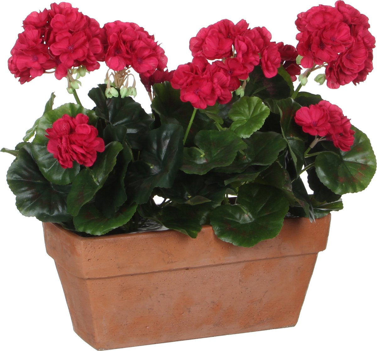 Décorations en Mica - plante de géranium artificielle dans une boîte de balcon - l29 x l13 x h40 cm - rose foncé