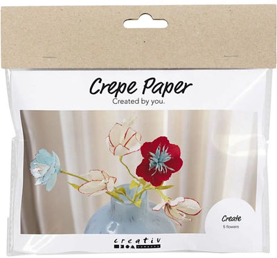 Creativ company mini hobby set papier crépon, fleurs en papier crépon, couleurs pastel, 1 boîte