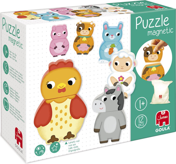 Goula jumbo - - pièces de puzzle magnétiques - animaux de la ferme - puzzle - à partir de 1 an