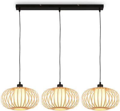 Briloner - rotti - lampe suspendue, 120 cm, 3x e27, max. 10w, couleur bois