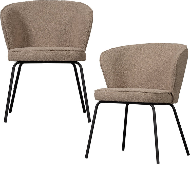 Chaises de salle à manger Woood admet - bouclé - beige - lot de 2