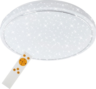 Briloner star - plafonnier dimmable - plafonnier - tonalité de couleur réglable : blanc chaud-froid - plafonnier incl. éclairage de nuit - fonction minuterie - télécommande - métal - intégré - LED - 18 W - P : 38,5 cm