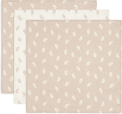 Jollein - tissu hydrophile petit 70x70cm - langes, langes, langes pour bébé - coton doux - brindille - rose sauvage - 3 pièces