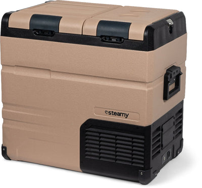 Glacière électrique à compresseur double zone Steamy-e - double zone - 54 litres - 12v et 230v - pour voiture et camping - grès