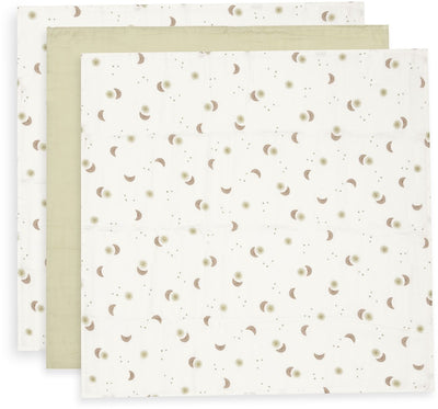 Jollein chiffon hydrophile petit 70x70cm sur la lune (paquet de 3)