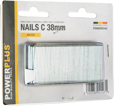 Clous Powerplus powair0342 - pour agrafeuse-cloueuse - 38mm - 500 pièces