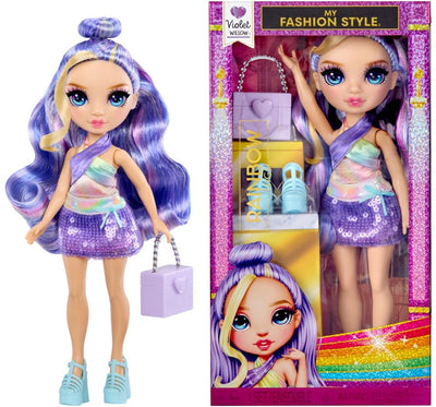 Rainbow high my fashion style violet - poupée mannequin de 28 cm avec une tenue violette et un sac à main élégant. excellent jouet ou cadeau pour les enfants âgés de 4 à 12 ans