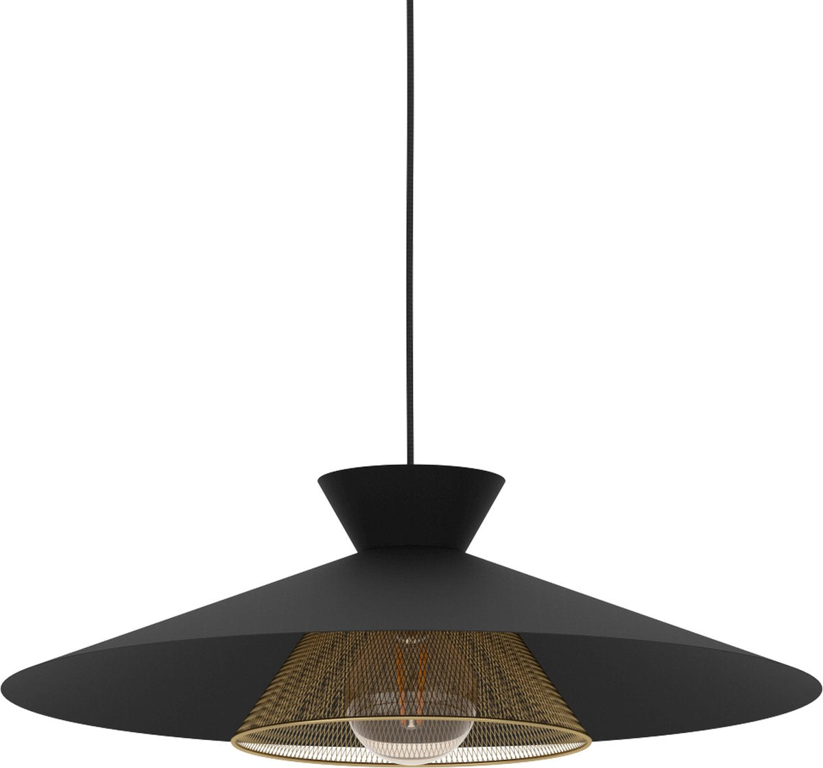 Lampe à suspension Eglo grizedale - e27 - ø 50 cm - noir|or - acier