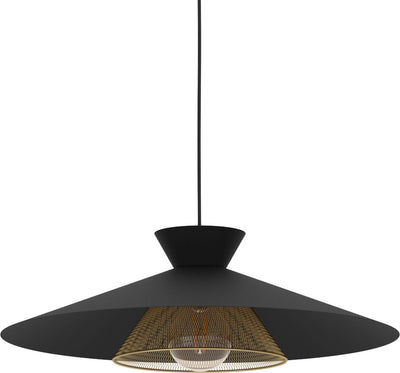 Lampe à suspension Eglo grizedale - e27 - ø 50 cm - noir|or - acier