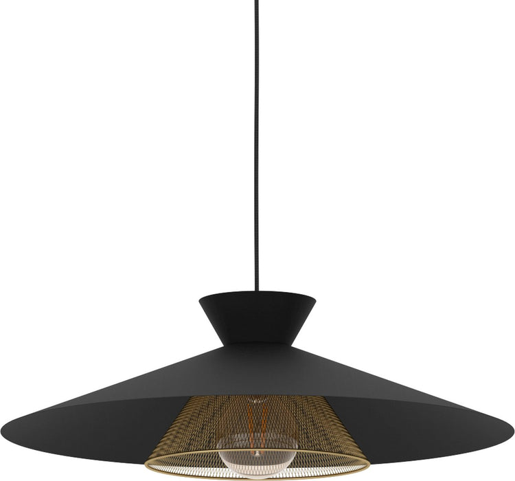 Lampe à suspension Eglo grizedale - e27 - ø 50 cm - noir|or - acier