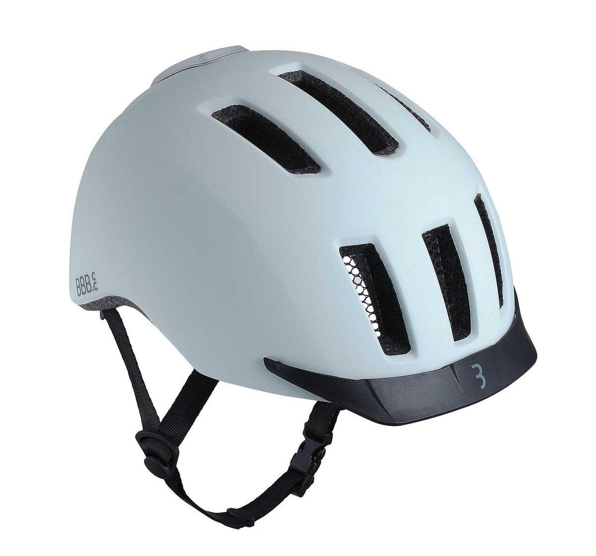 Bbb cycling grille casque de vélo avec lumières - adultes - vélo électrique et vélo de ville - gris mat blanc - taille l - bhe-161