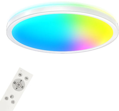 Briloner - Plafonnier LED intelligent - Plafonnier avec RVB - Effet de lumière indirecte - Lumière blanc neutre - WiFi - Lampe de salon - Télécommande