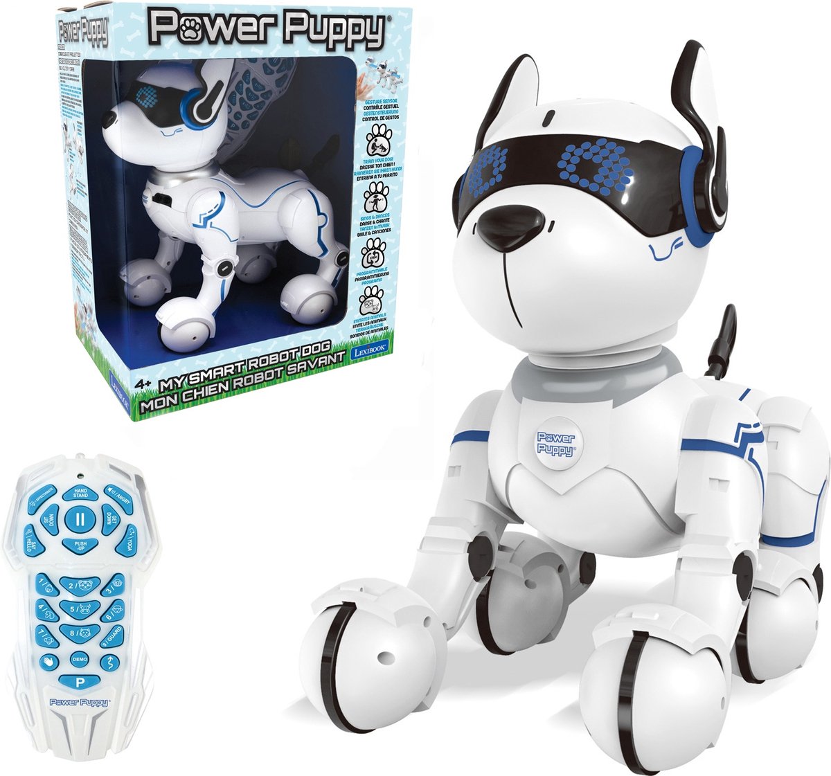 Lexibook Current Puppy – Mon chien robot intelligent avec fonction de programmation, danse, marche, mouvements, capteurs tactiles et imitation d'animaux, incl. télécommande
